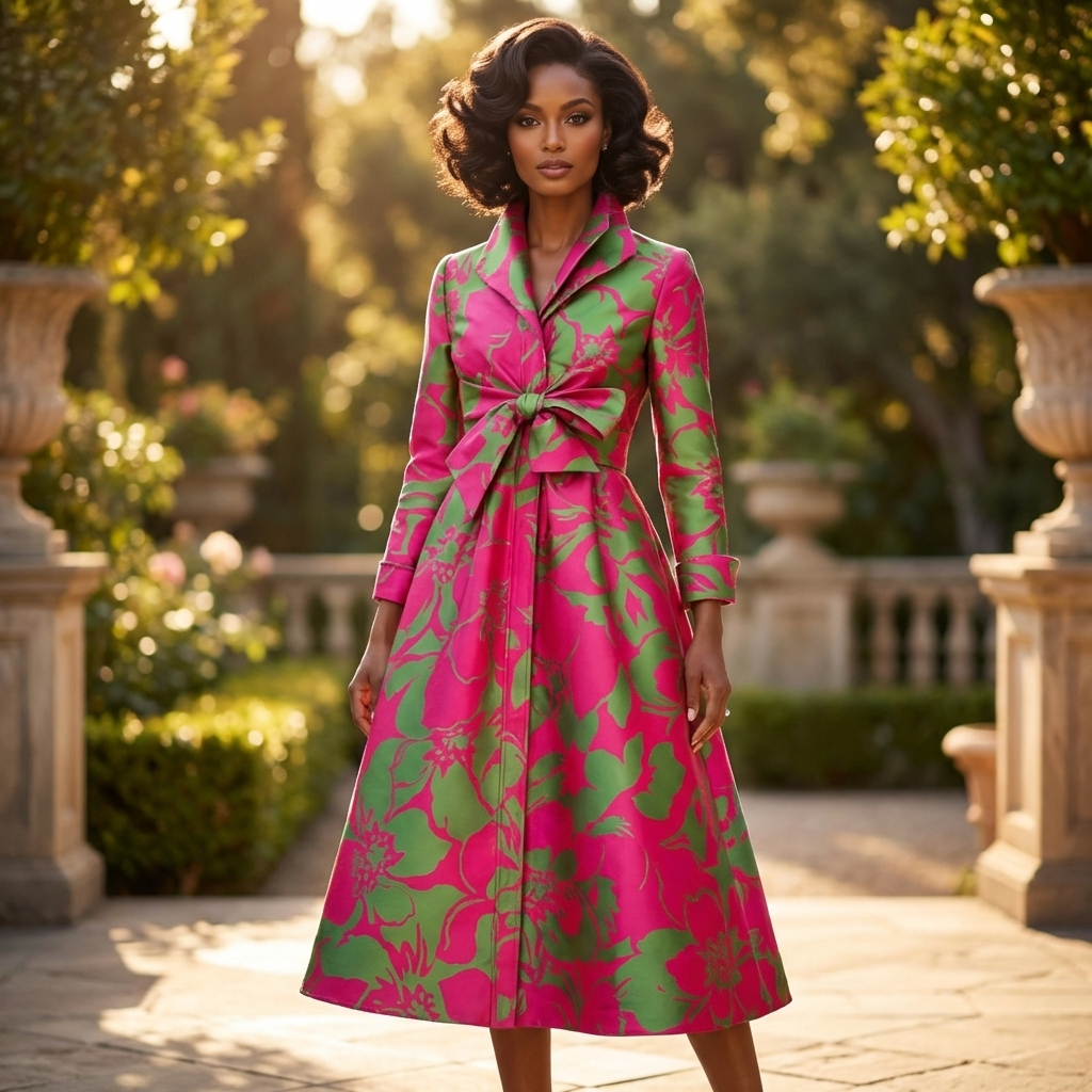 Abrigo de brocado teñido en hilo