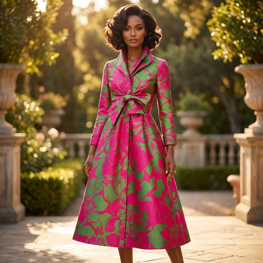 Abrigo de brocado teñido en hilo