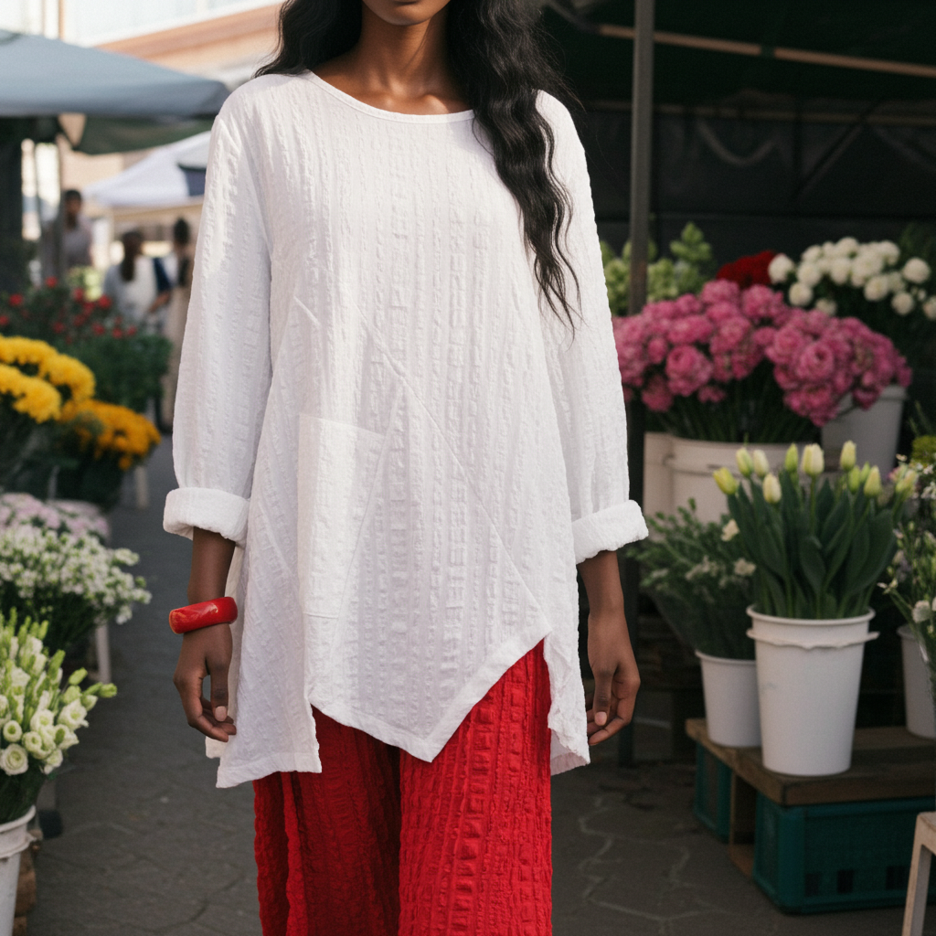 Top de manga larga con textura de guijarros