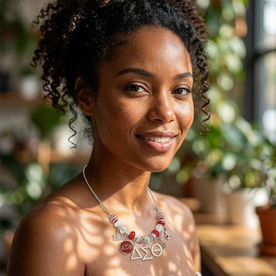 Delta Sigma Theta Monogram Charm Statement Necklace