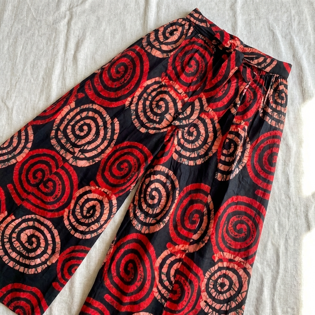 African Cotton Palazzo Pants with Head Scarf