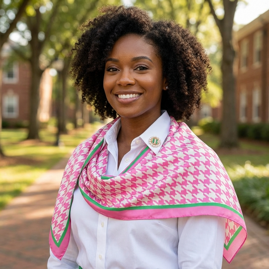 Pink & Green Houndstooth Color Story Square Scarf