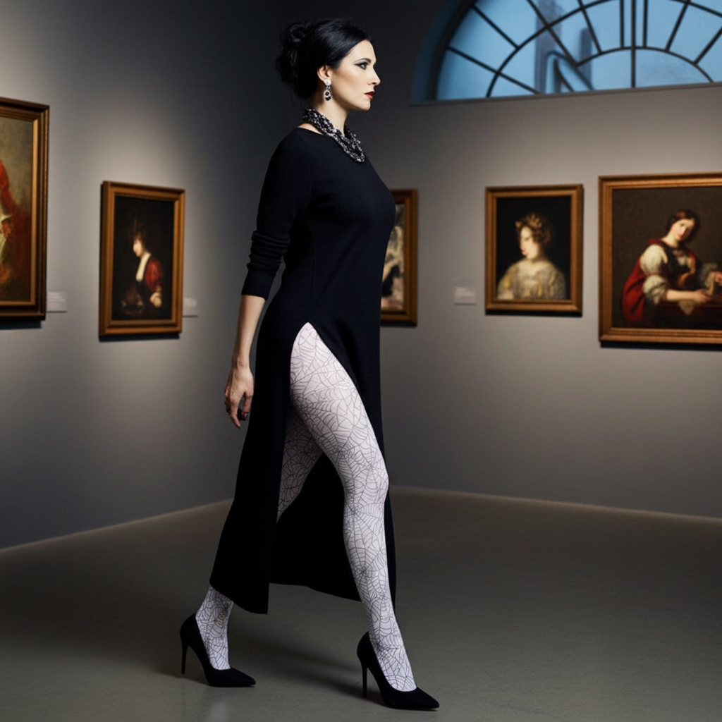 White Spider Printed Tights