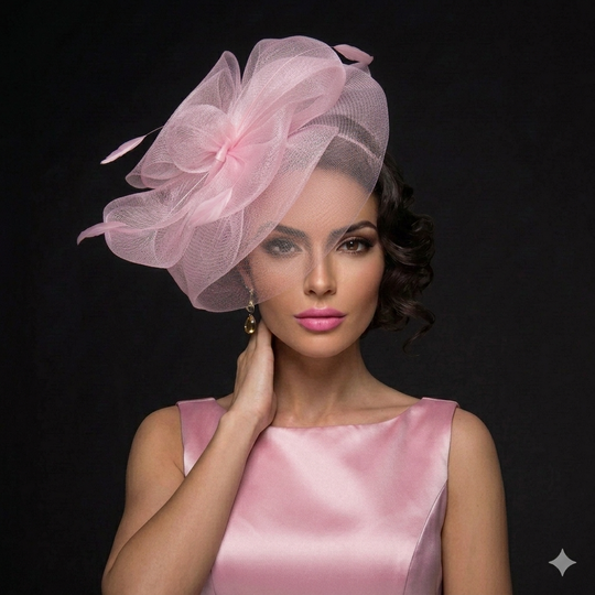 Haarreif mit Crinoline-Blume und Federbesatz: Schwarz