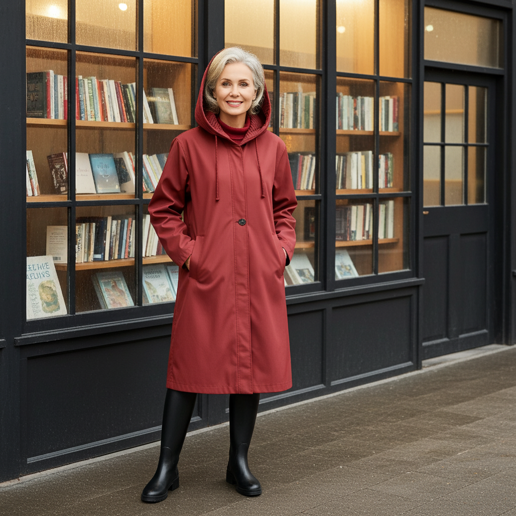 Tea Length Donatella Rain Coat - Red