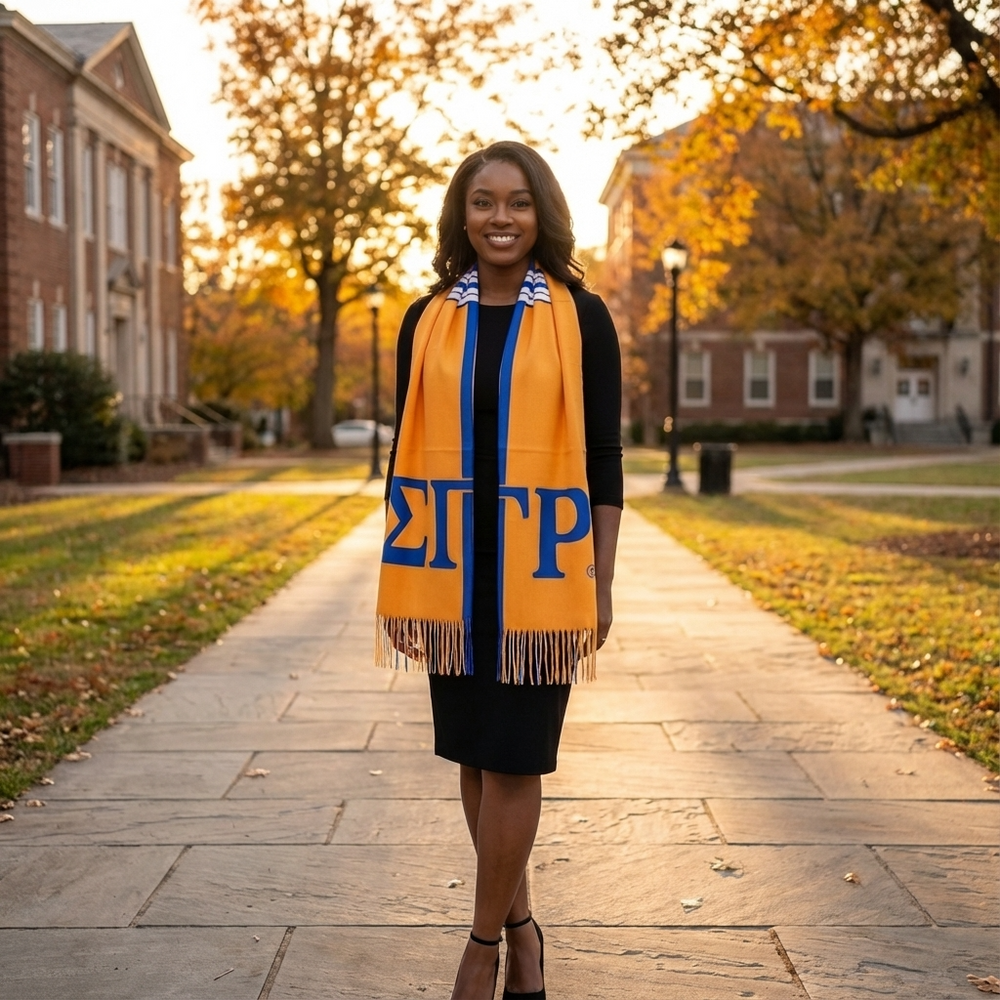 Sigma Gamma Rho Royal Blue & Gold Shawl