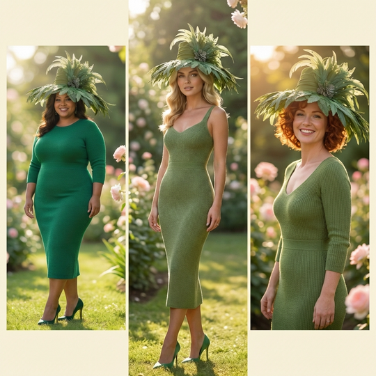 Emerald Grandeur Feather Brim Hat with Crystal Brooch - Volcano