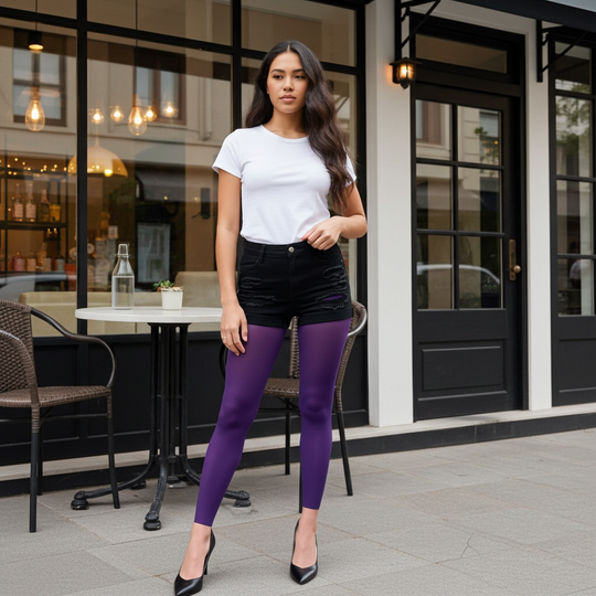 Purple Opaque Footless Tights