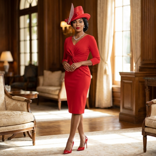 Red Tall Crown Satin Bow Hat