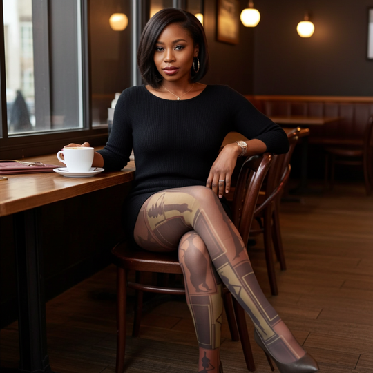 African Art Inspired Patterned Tights – Multicolor Pantyhose