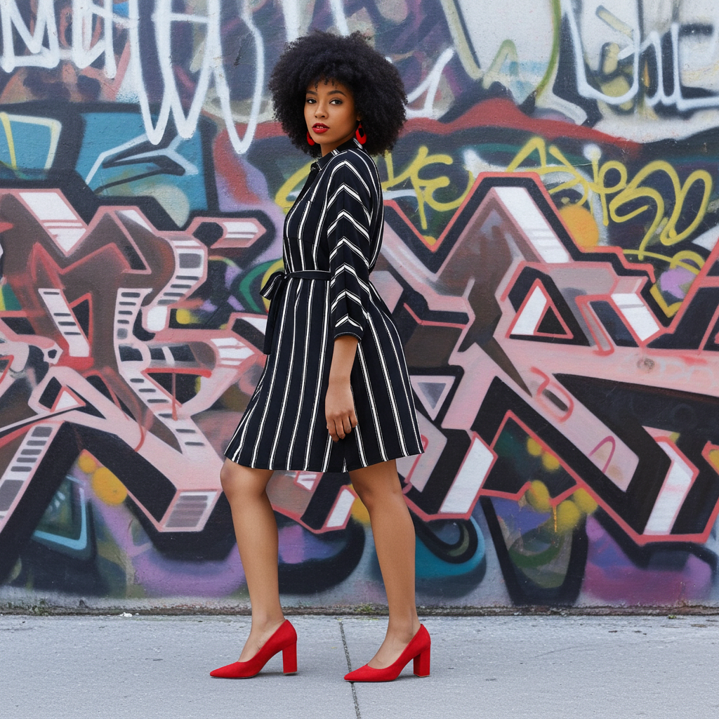 Striped Button Front Shirt Dress