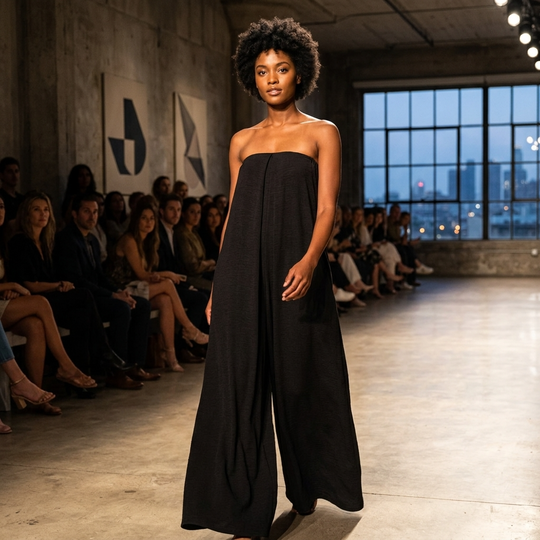 Strapless Flowy Jumpsuit - Black