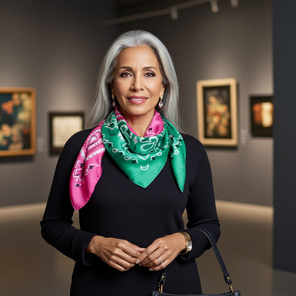 Pink and Green Bandana Scarf