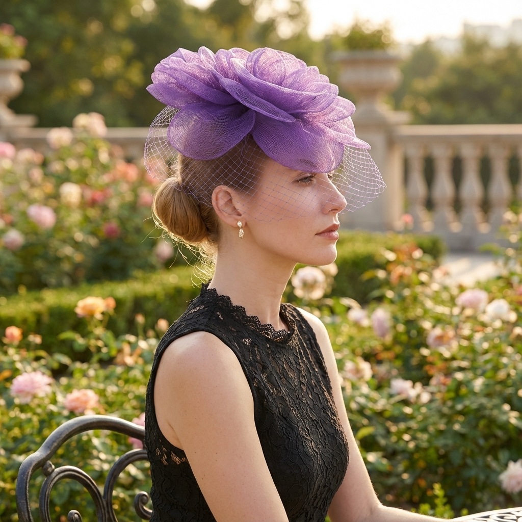 Large Sinamay Veil: Purple