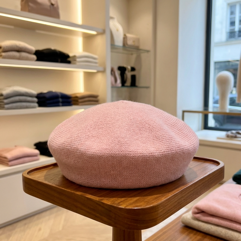 Classic Acrylic Beret - Light Pink