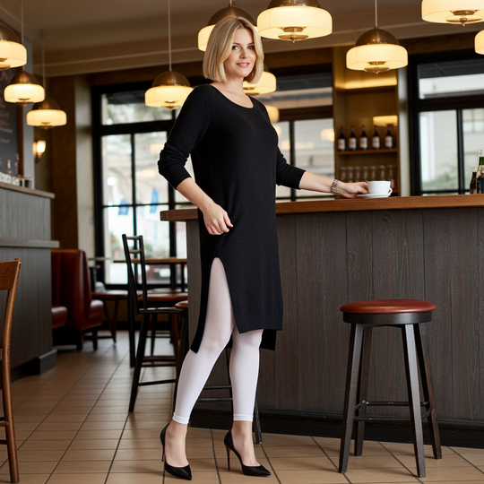 White Opaque Footless Tights