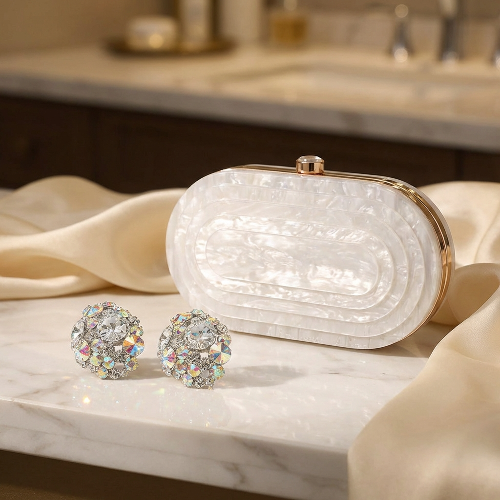 Pearl Deco Clutch – Acrylic Crossbody & Evening Bag