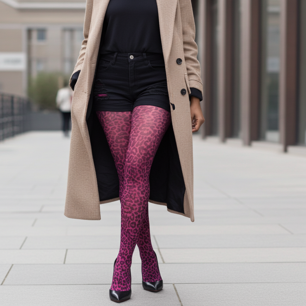 Pink Leopard Printed Tights