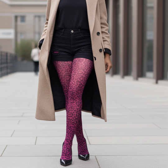 Pink Leopard Printed Tights