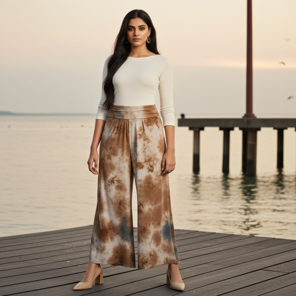 Pantalones gaucho sueltos con efecto tie-dye Tillie - Nopal