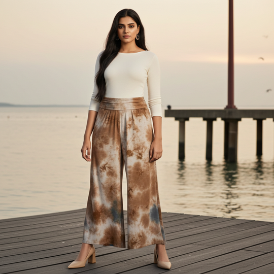 Pantalones gaucho sueltos con efecto tie-dye Tillie - Nopal