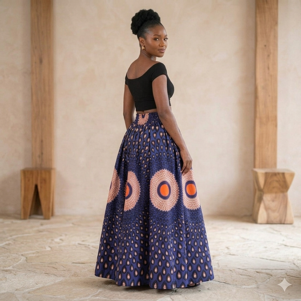 Langer Maxirock: Rosa Dashiki
