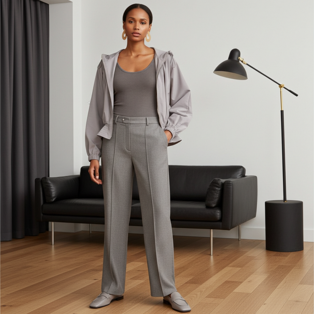 Flare Hem Oversized Hoodie Jacket - Grey