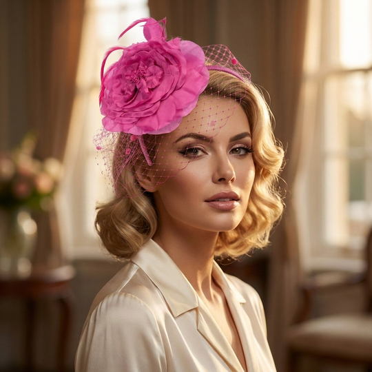 Gelber Seidenblumen-Schleier-Fascinator-Kamm