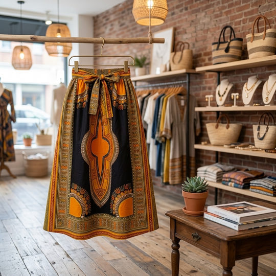 Langer Maxirock: Rosa Dashiki