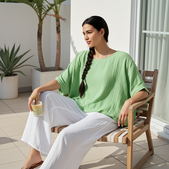 Wide Body Gauze Top - Pale Green