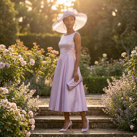 Lilac Sinamay Wide Brim Hat