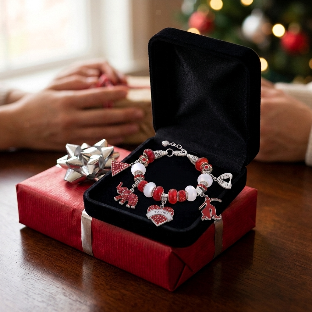 Delta Sigma Theta LOVE Charm Beaded Bracelet