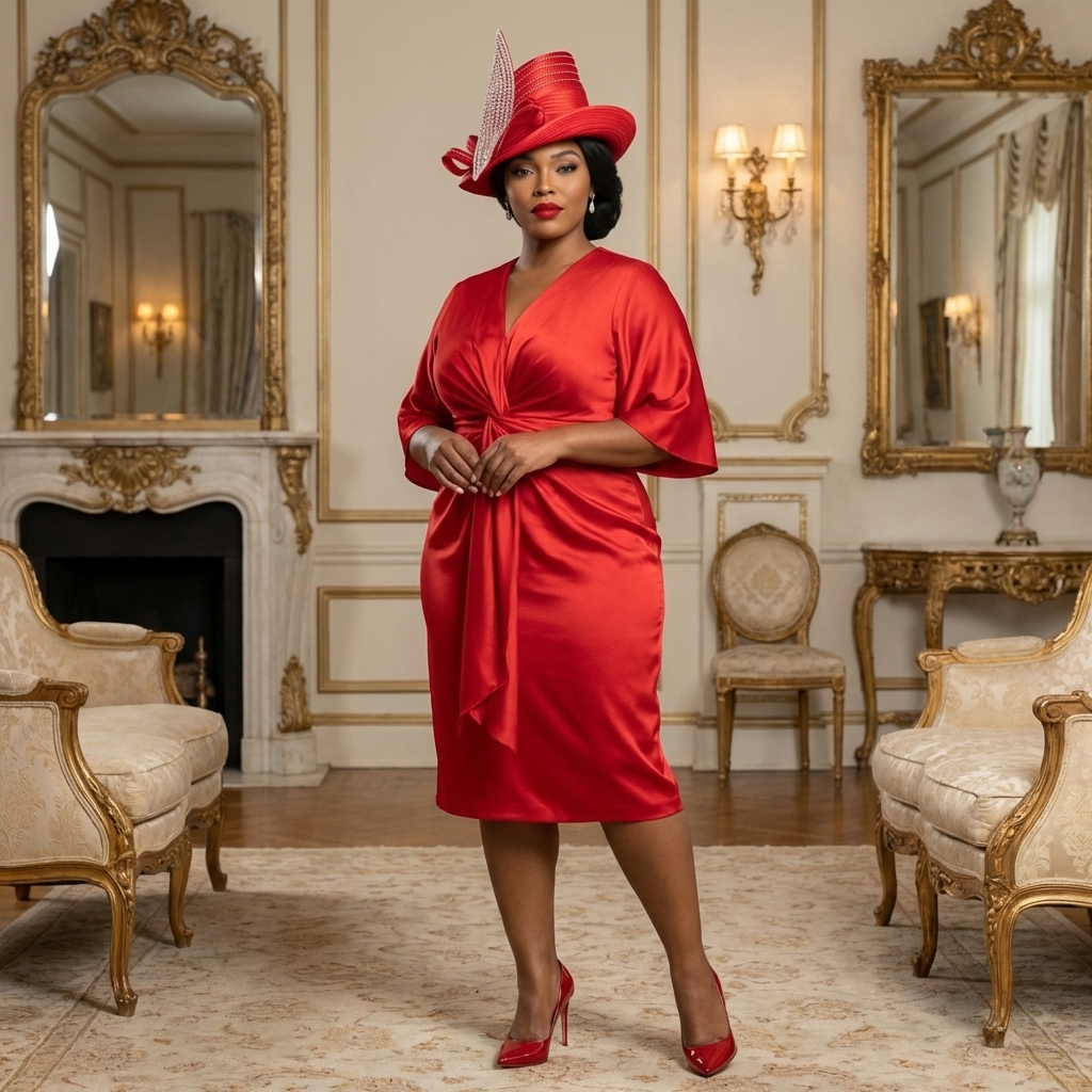 Red Tall Crown Satin Bow Hat