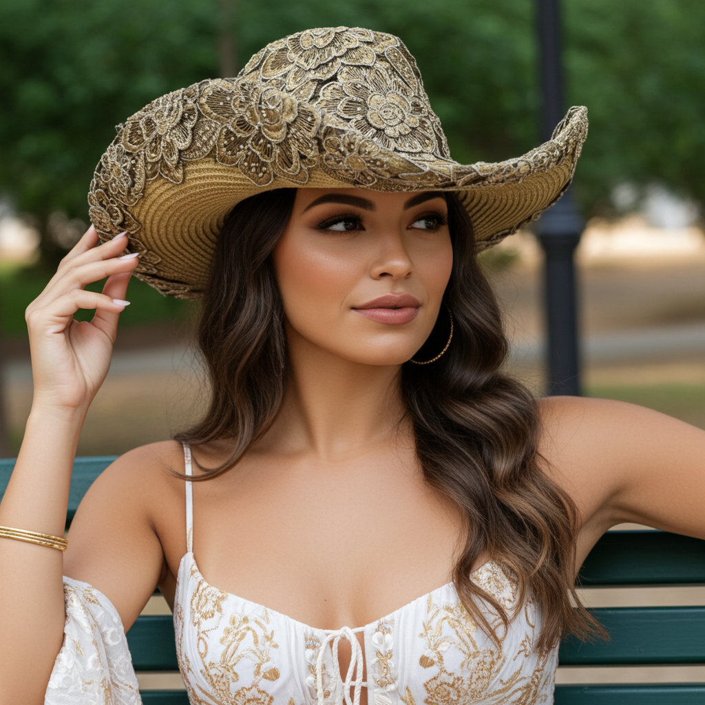 Sombrero vaquero con joyas de Madrid - Dorado