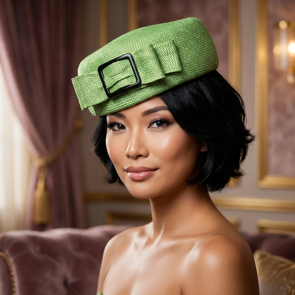 Tocado de flor de sinamay en dos tonos: azul lima