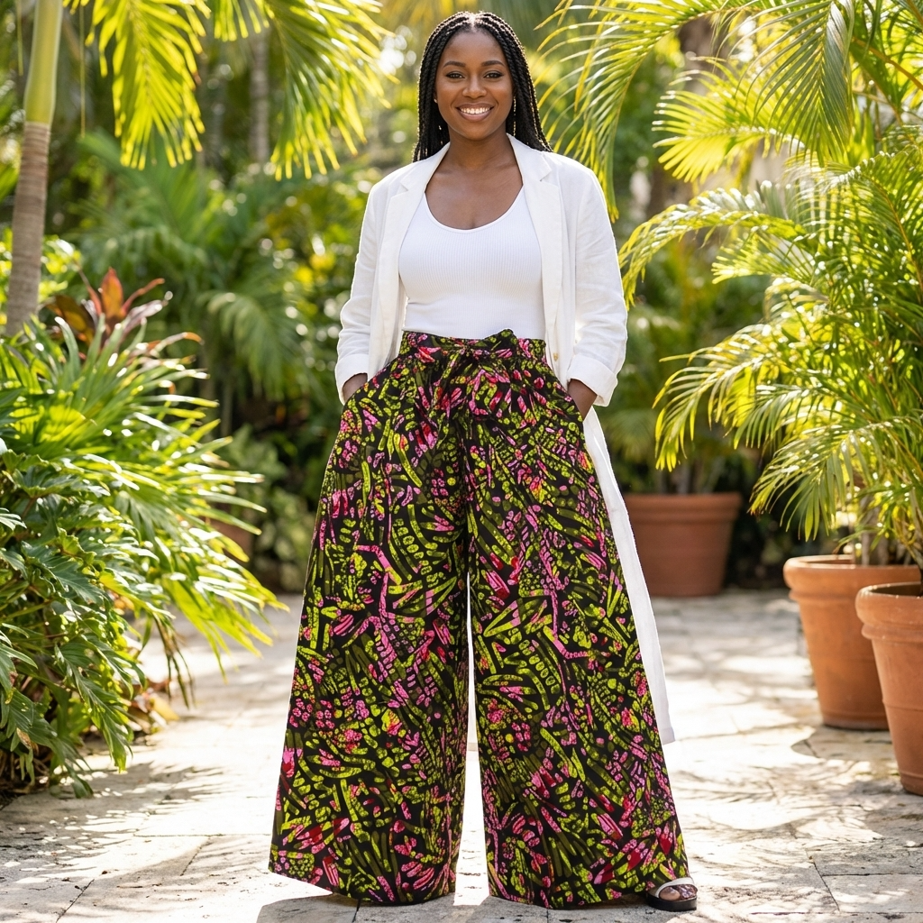 African Cotton Palazzo Pants - Multi-Tone