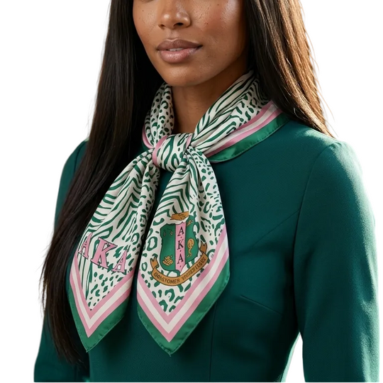 AKA Women’s Scarf – Green &amp; Pink Animal Print