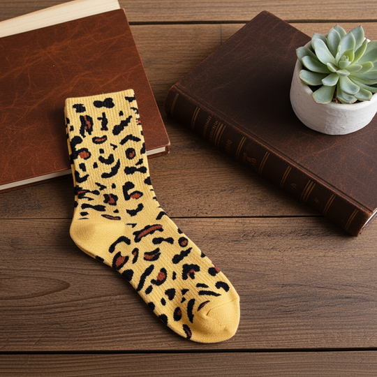 Calcetines deportivos con estampado de leopardo - Amarillo