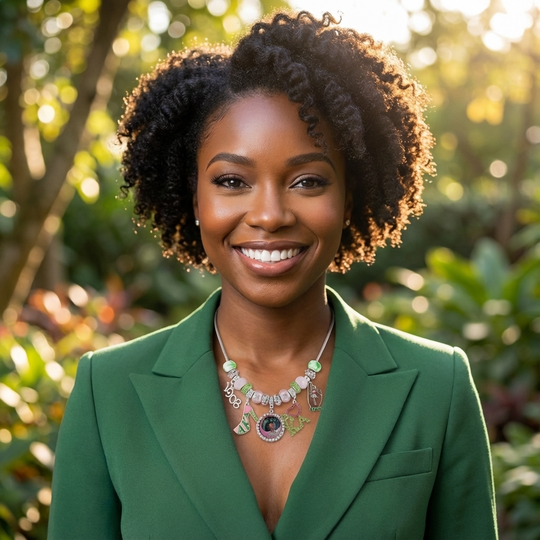 Alpha Kappa Alpha rhinestone flower choker necklace with pearl center