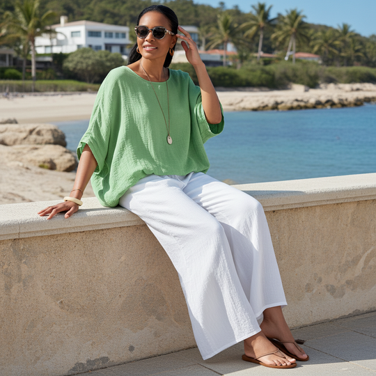 Wide Body Gauze Top - Pale Green