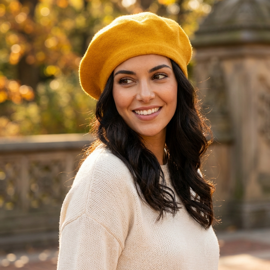 Classic Acrylic Beret - Gold