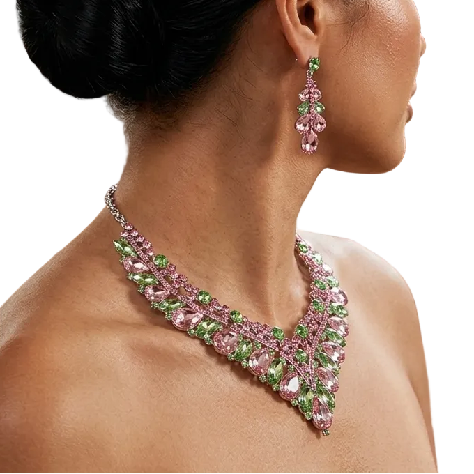 Conjunto de collar con corte octogonal de cristal: cristal