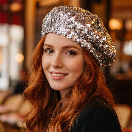 Boina de lentejuelas - Azul/Negro