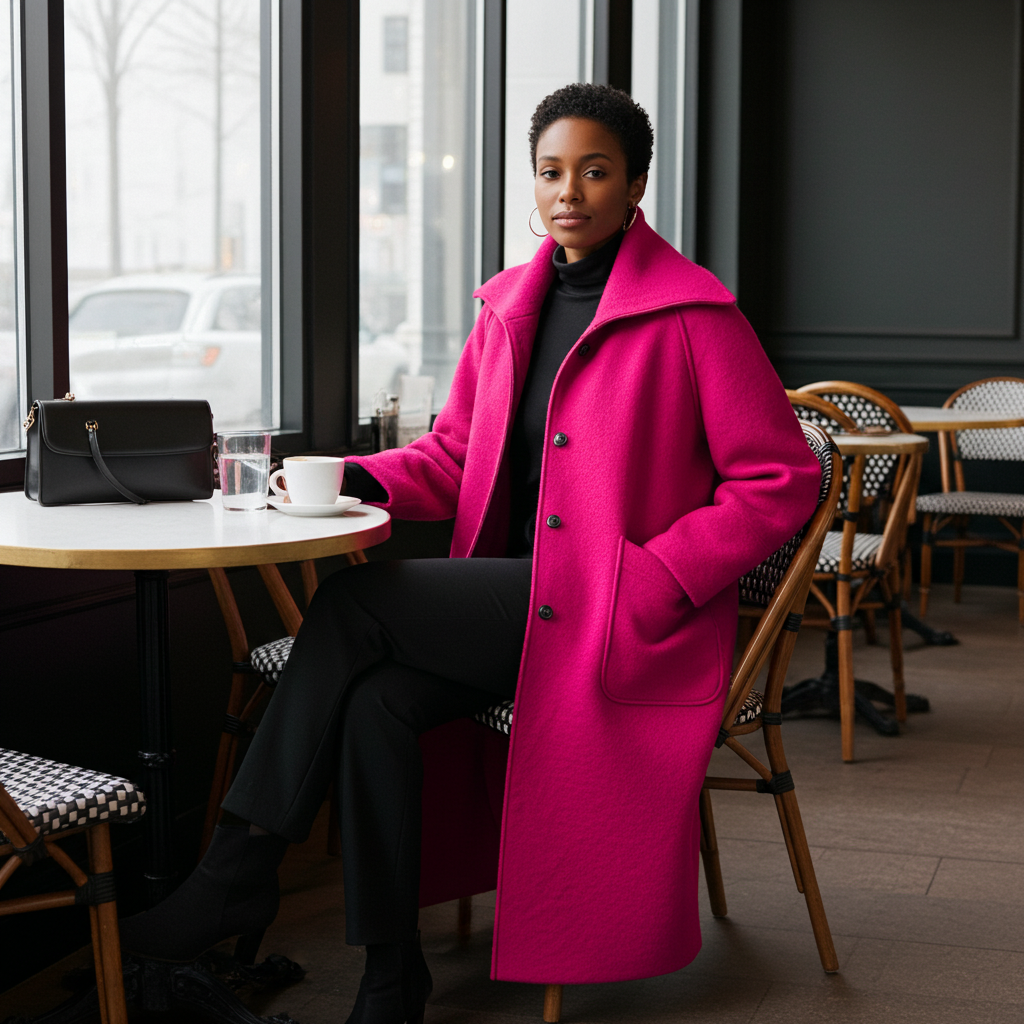 Pink Raw Seam Patch Pocket Coat