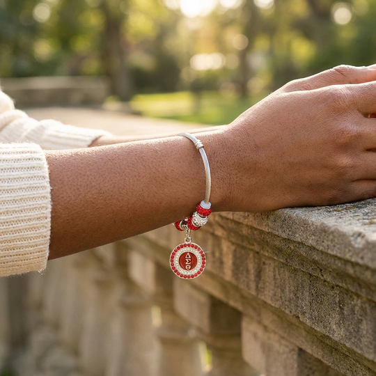 Delta Sigma Theta Rhinestone Pave Charm Bracelet