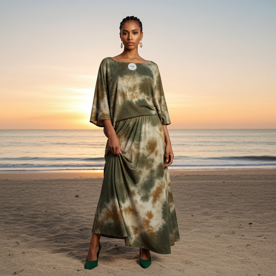 Top tipo jersey con efecto tie-dye y estampado paisley - Octillo 