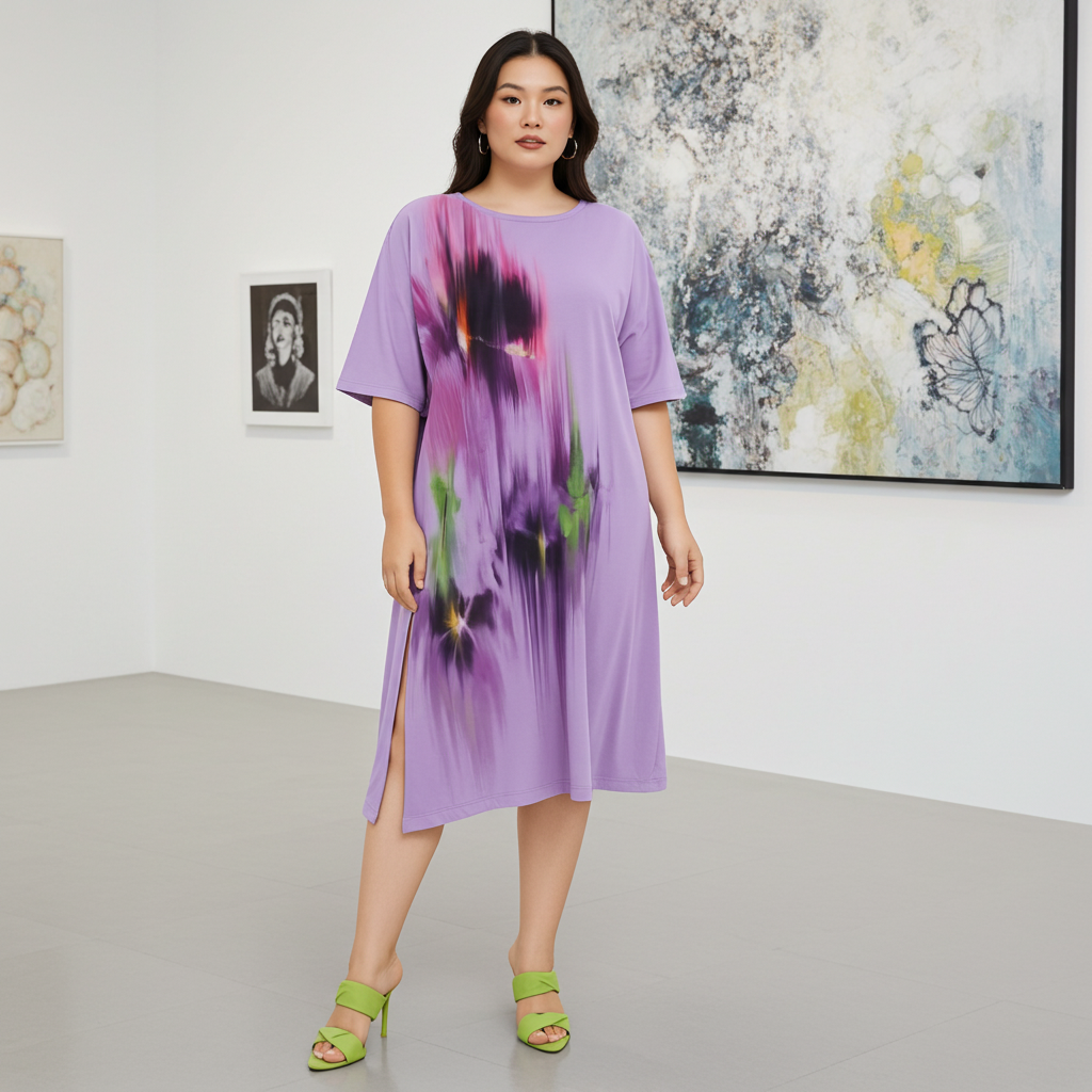 Plus-Size Pullover Dress - Airbrush Lavender