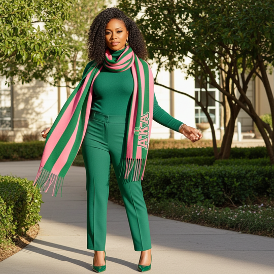 AKA Two-Tone Striped Fringe Shawl Scarf