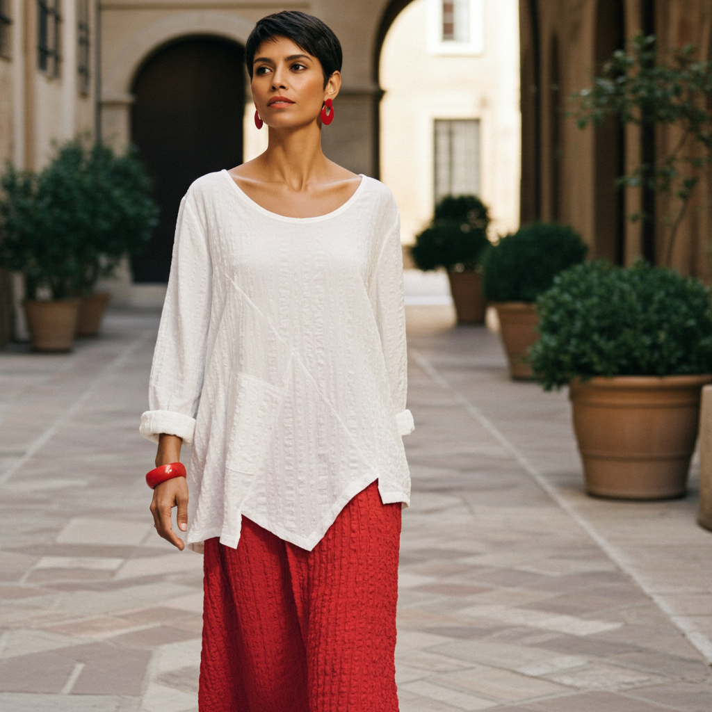 Top de manga larga con textura de guijarros