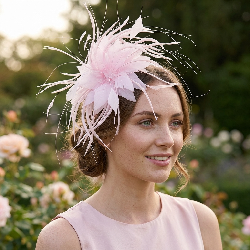 Midnight Bloom Feder-Fascinator – Rot geformter Couture-Haarschmuck